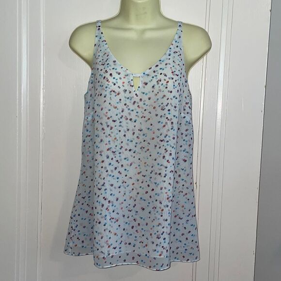 CAbi polyester strappy tank top/camisole with multi colored watercolor dots - Picture 1 of 10
